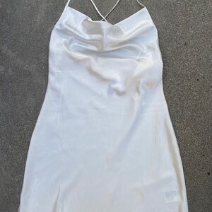 H&M White Satin Cowl Neck Slip Dress by Divided